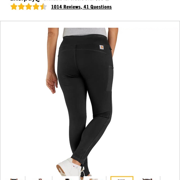 Women’s Carhartt Force Black lightweight pocket Leggings 1X 16/18W - Picture 3 of 6